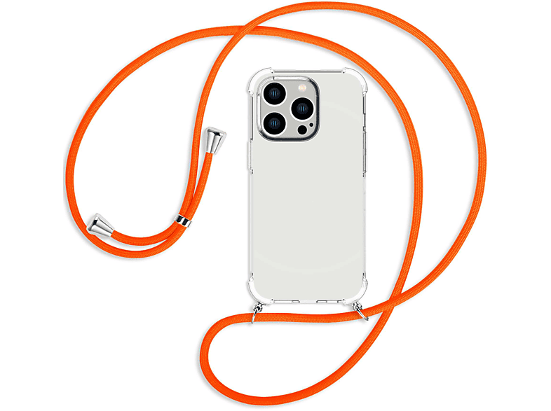 MTB MORE ENERGY Umhänge-Hülle mit Kordel, Backcover, Apple, iPhone 14 Pro, Neon Orange / silber