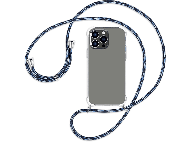 ENERGY / Apple, MORE Umhänge-Hülle Backcover, mit Blau 14 MTB Max, gestreift iPhone Kordel, Pro silber