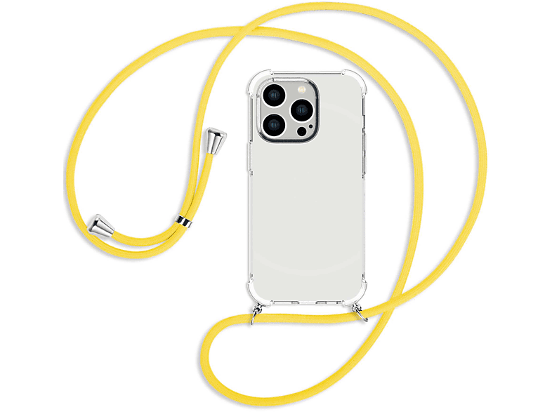 MTB MORE ENERGY Umhänge-Hülle mit / Apple, Pro, iPhone Gelb Kordel, Banana silber 14 Backcover