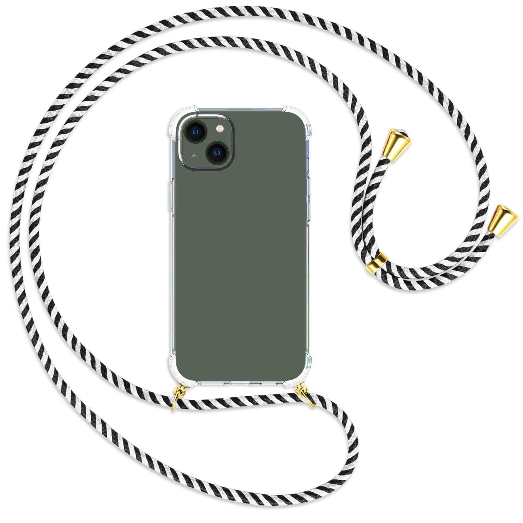 MTB MORE ENERGY Umhänge-Hülle mit Black 14 Plus, Apple, / gold Kordel, White & Backcover, iPhone