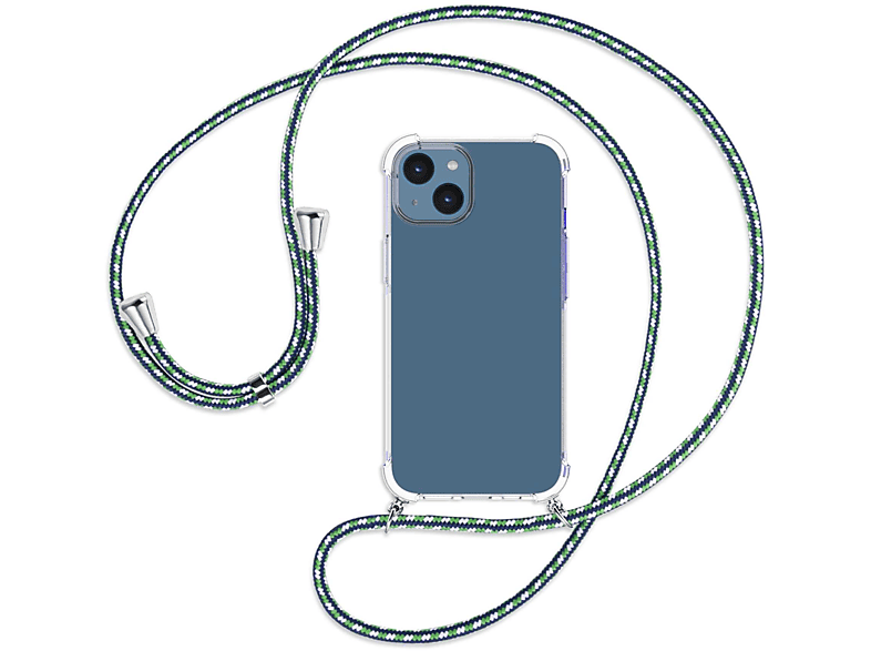 Apple, Maritim Kordel, silber mit ENERGY Backcover, MORE 14, MTB Umhänge-Hülle iPhone /