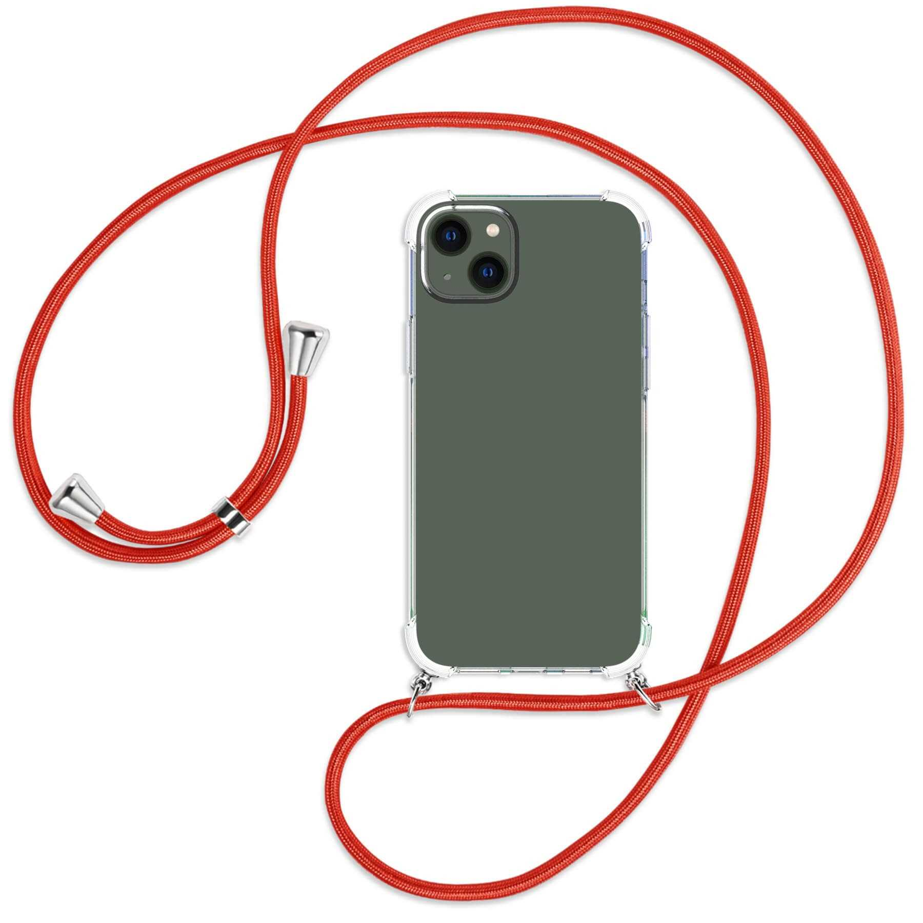 MTB MORE ENERGY Umhänge-Hülle Backcover, 14 Apple, iPhone Kordel, silber Rot mit / Plus