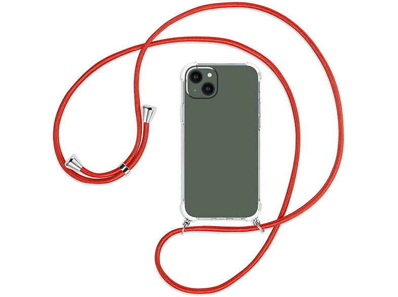 MTB MORE ENERGY Umhänge-Hülle Backcover, 14 Apple, iPhone Kordel, silber Rot mit / Plus