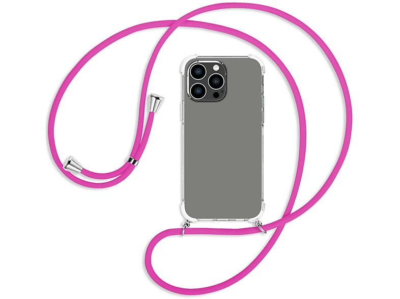 MTB MORE ENERGY Umhänge-Hülle mit Apple, iPhone Pro Max, / Backcover, silber Hot 14 Kordel, Pink