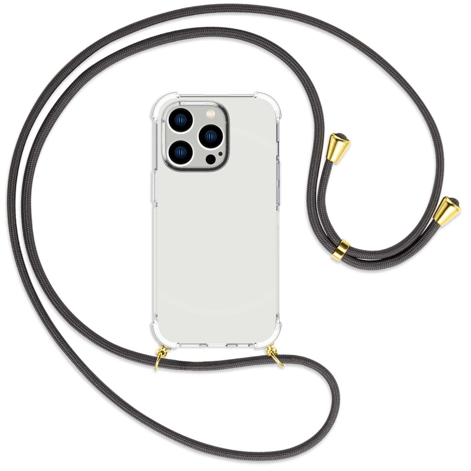 MTB MORE 14 Dunkelgrau iPhone mit gold ENERGY Backcover, Pro, Umhänge-Hülle Kordel, / Apple