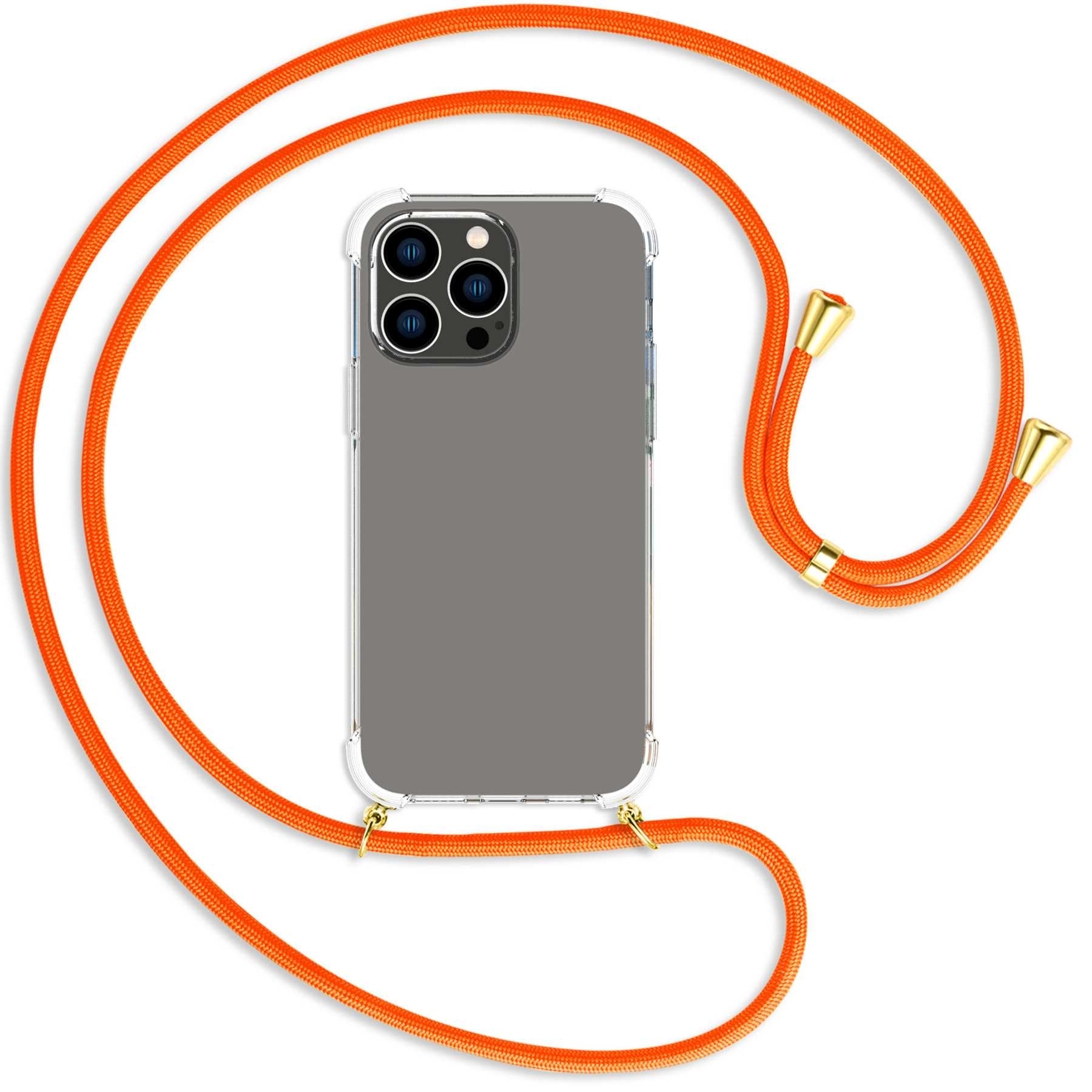 iPhone Kordel, Neon 14 MORE MTB gold Max, Apple, Umhänge-Hülle / Orange Backcover, ENERGY Pro mit