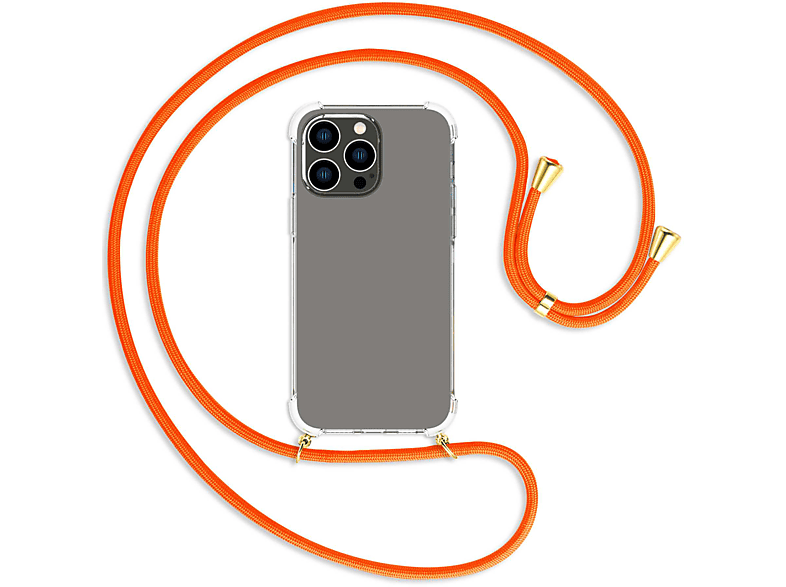 MTB MORE ENERGY Umhänge-Hülle mit Kordel, Backcover, Apple, iPhone 14 Pro Max, Neon Orange / gold