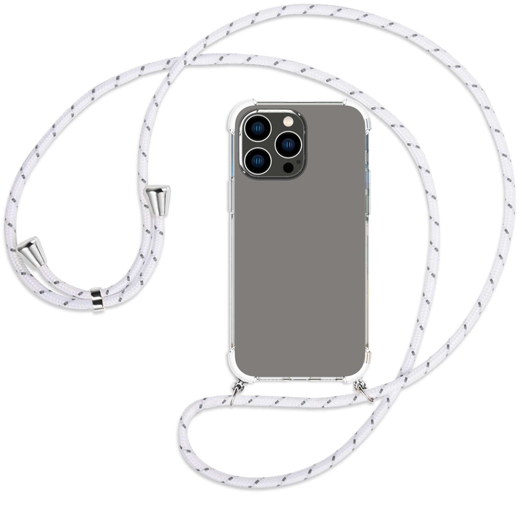 MTB MORE ENERGY silber iPhone mit Umhänge-Hülle Max, Kordel, Pro 14 Weiß+Grau / Backcover, Apple