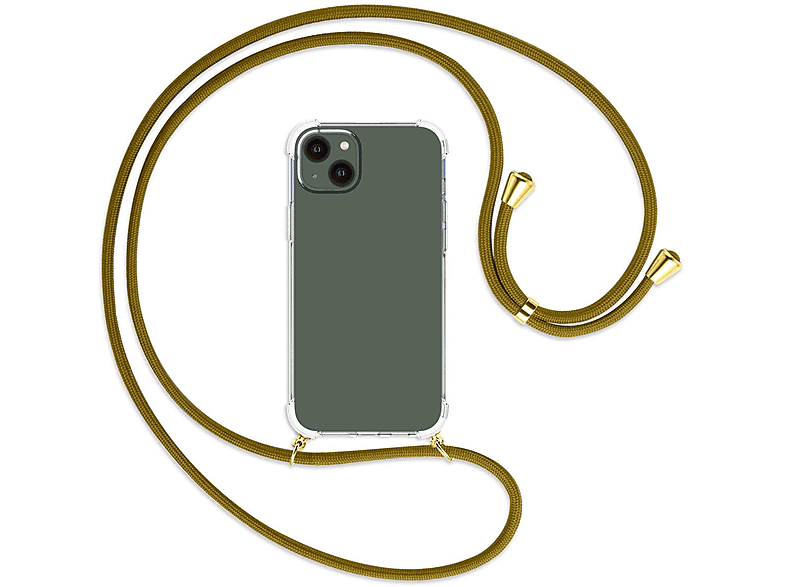 MTB MORE ENERGY Apple, mit gold Backcover, Kordel, Khaki Plus, Umhänge-Hülle iPhone 14 