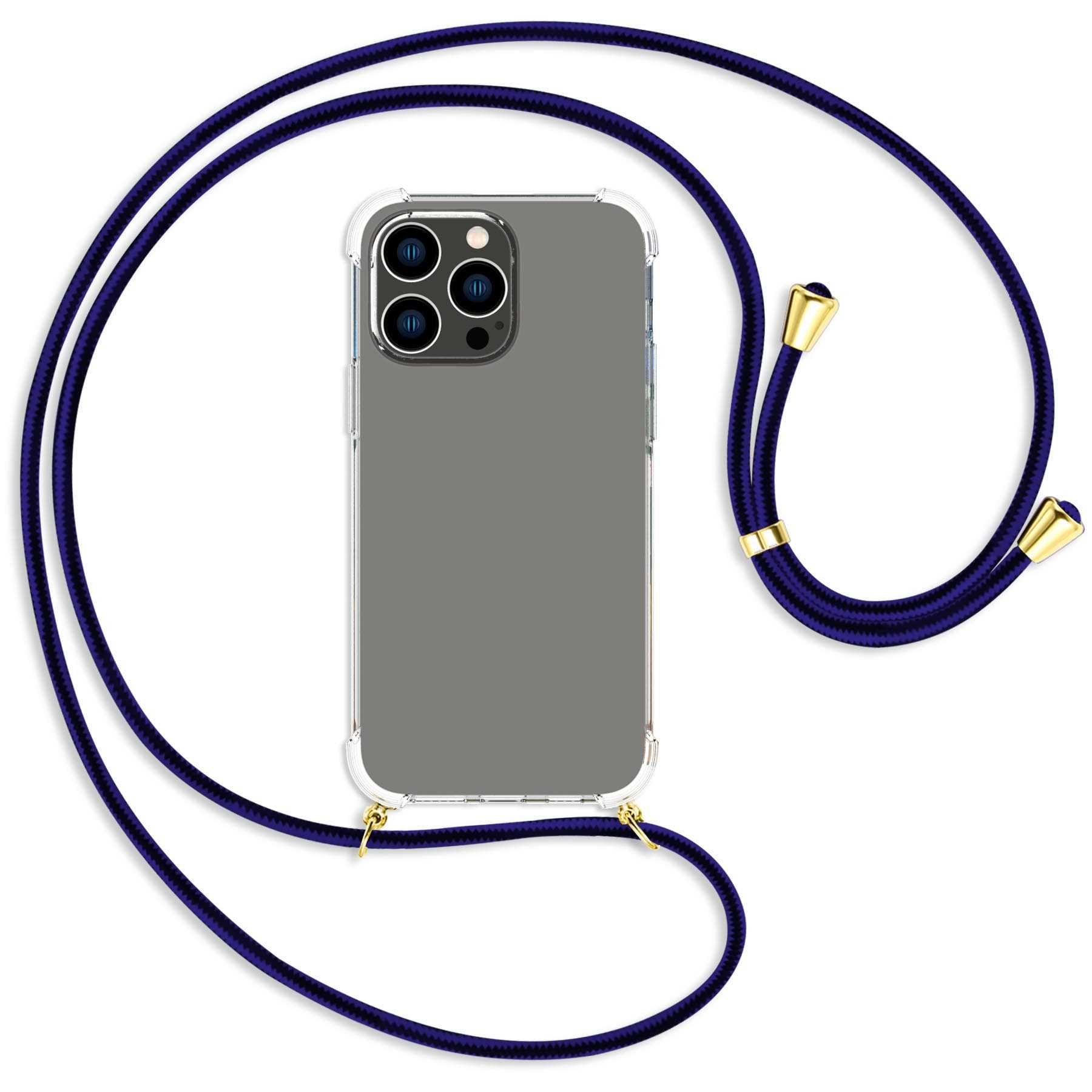 MTB MORE ENERGY Backcover, 14 mit / gold Umhänge-Hülle iPhone Pro Apple, Line Max, Kordel, Blue