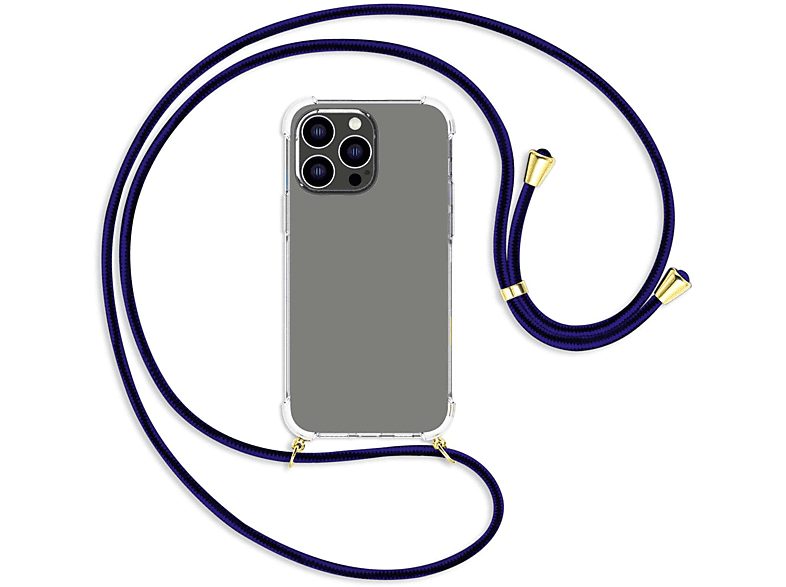 MTB MORE ENERGY Umhänge-Hülle mit Backcover, / Blue Apple, Kordel, Line gold Pro iPhone Max, 14