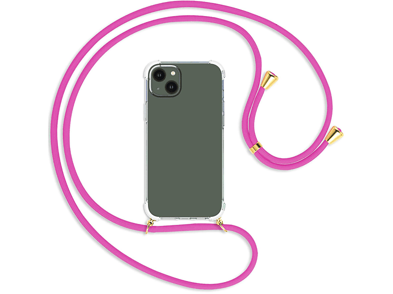 MTB MORE ENERGY Umhänge-Hülle mit Kordel, Backcover, Apple, iPhone 14 Plus, Hot Pink / gold