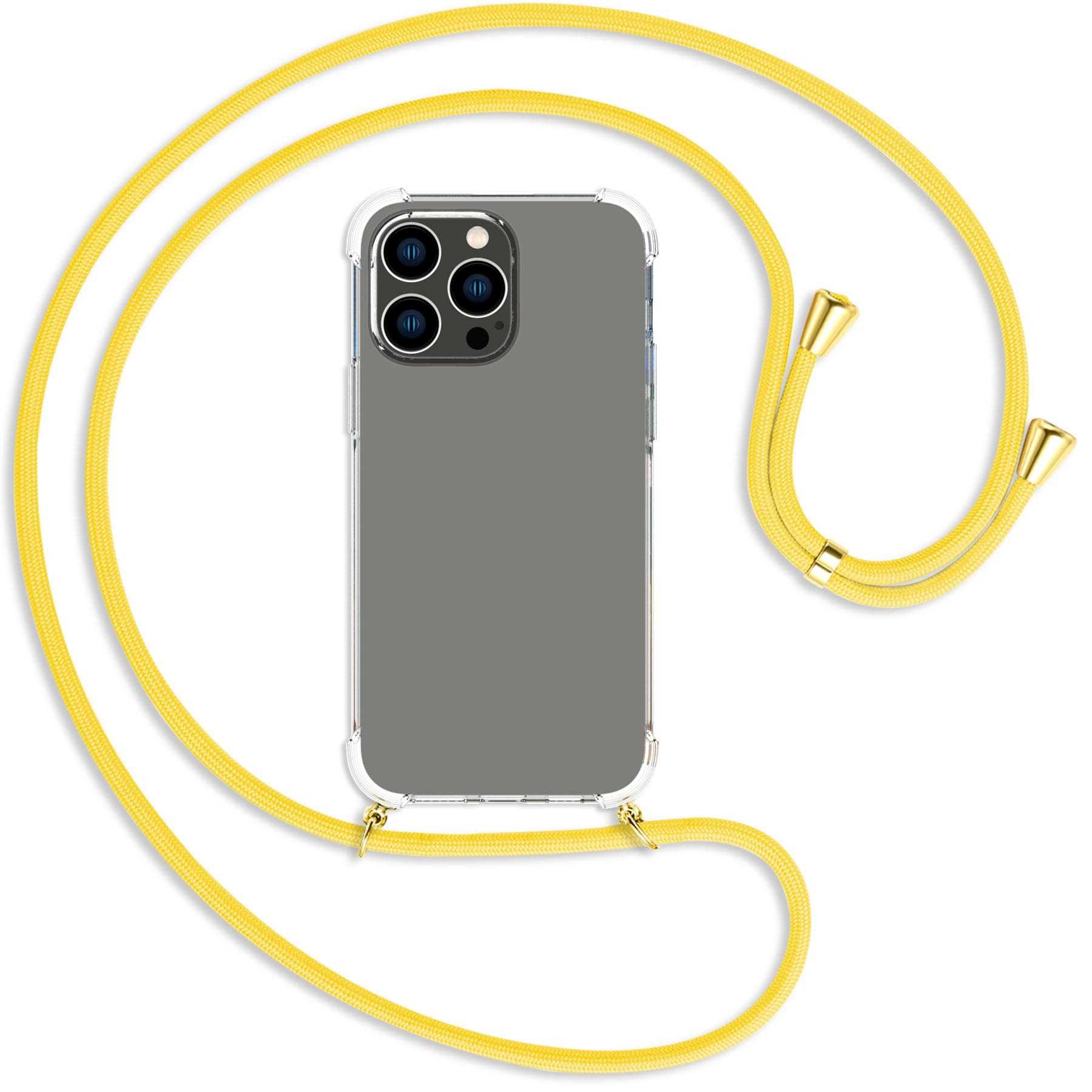 gold Pro MORE Backcover, Umhänge-Hülle iPhone MTB Max, Gelb / 14 Banana Apple, mit Kordel, ENERGY