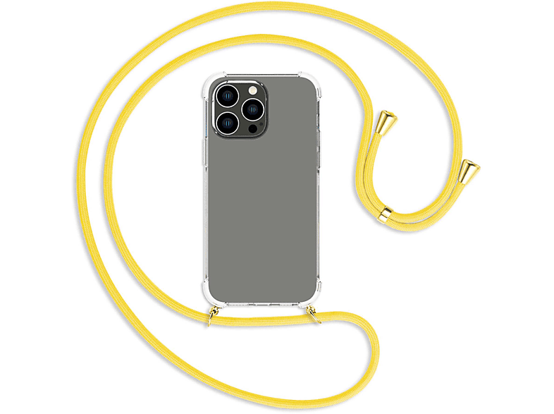 MTB MORE mit Gelb Umhänge-Hülle Backcover, gold iPhone 14 Kordel, / ENERGY Max, Pro Banana Apple