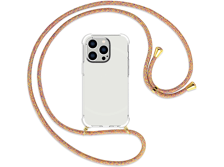 Backcover, Rainbow ENERGY Apple, / iPhone gold mit 14 MORE Kordel, Pro, Umhänge-Hülle MTB