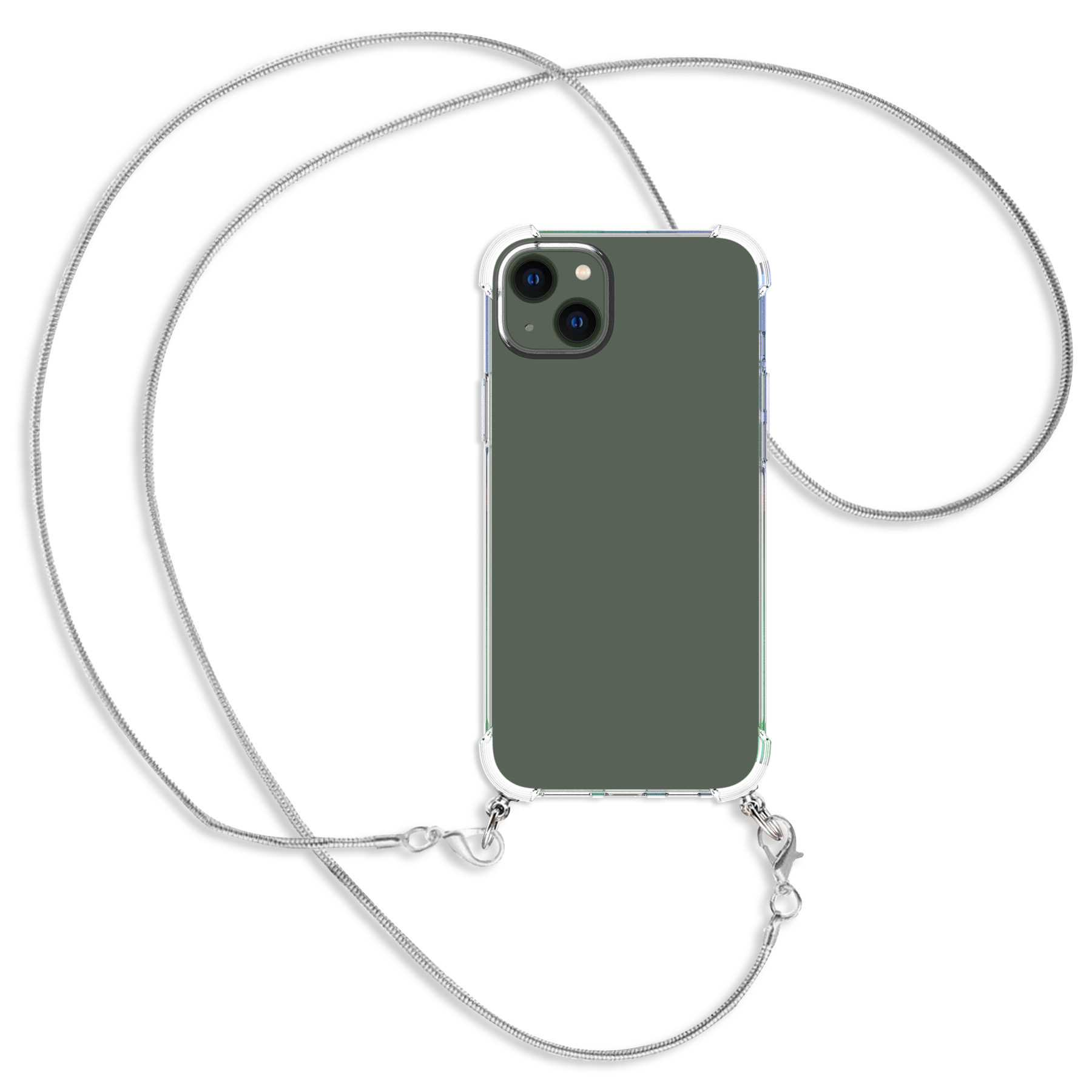 mit Kette iPhone Apple, Umhänge-Hülle Plus, Snake Backcover, ENERGY Metallkette, (silber) MORE 14 MTB