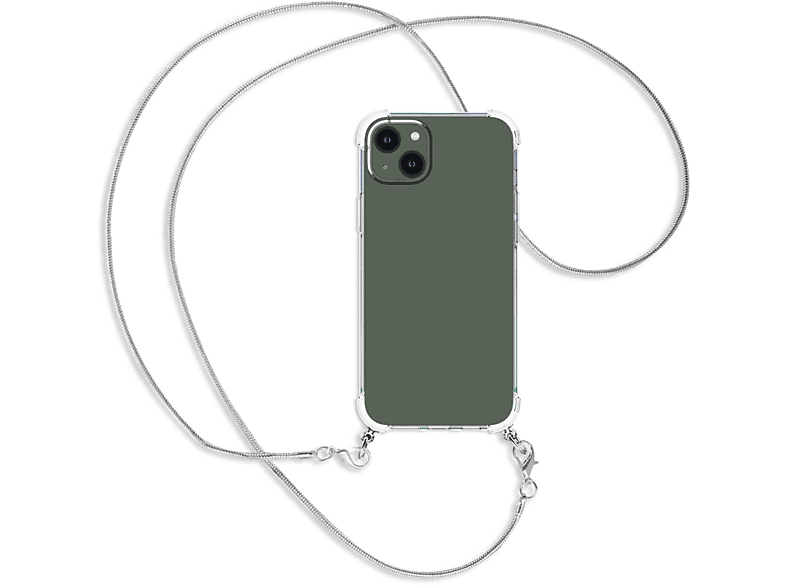 MTB MORE ENERGY Umhänge-Hülle mit Metallkette, Backcover, Apple, iPhone 14 Plus, Kette Snake (silber)