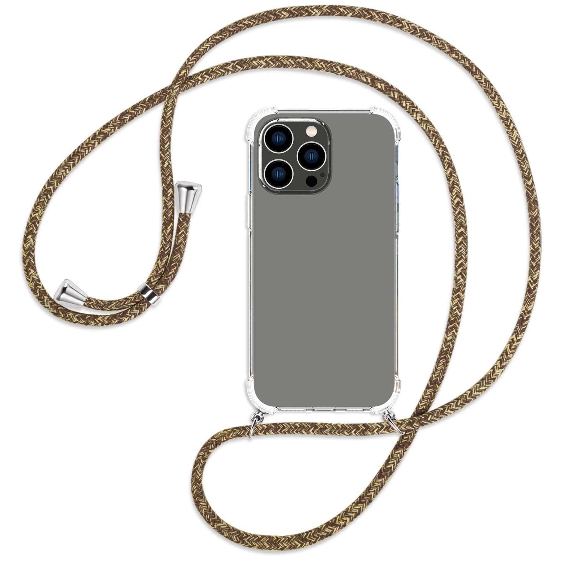 Backcover, iPhone 14 silber Umhänge-Hülle mit Apple, MTB Max, ENERGY Pro Natural / Kordel, MORE
