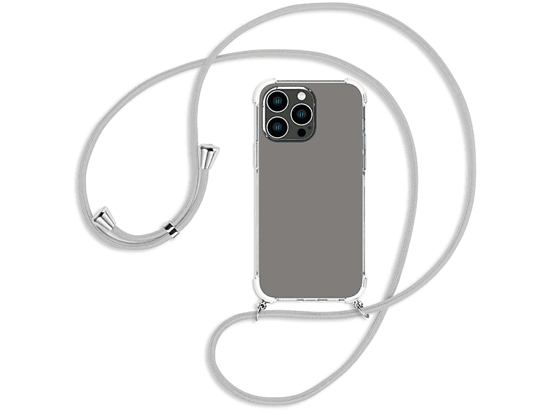 MTB MORE ENERGY Umhänge-Hülle mit Pro 14 Silber-Grau Max, iPhone Backcover, silber / Apple, Kordel