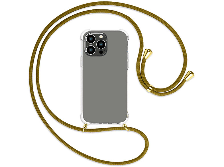 MTB MORE ENERGY Max, Pro Kordel, Apple, mit Backcover, Umhänge-Hülle iPhone gold Khaki / 14