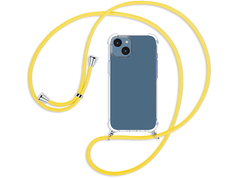 MTB MORE ENERGY Umhänge-Hülle mit Kordel, Backcover, Apple, iPhone 14, Banana Gelb / silber | Handyketten