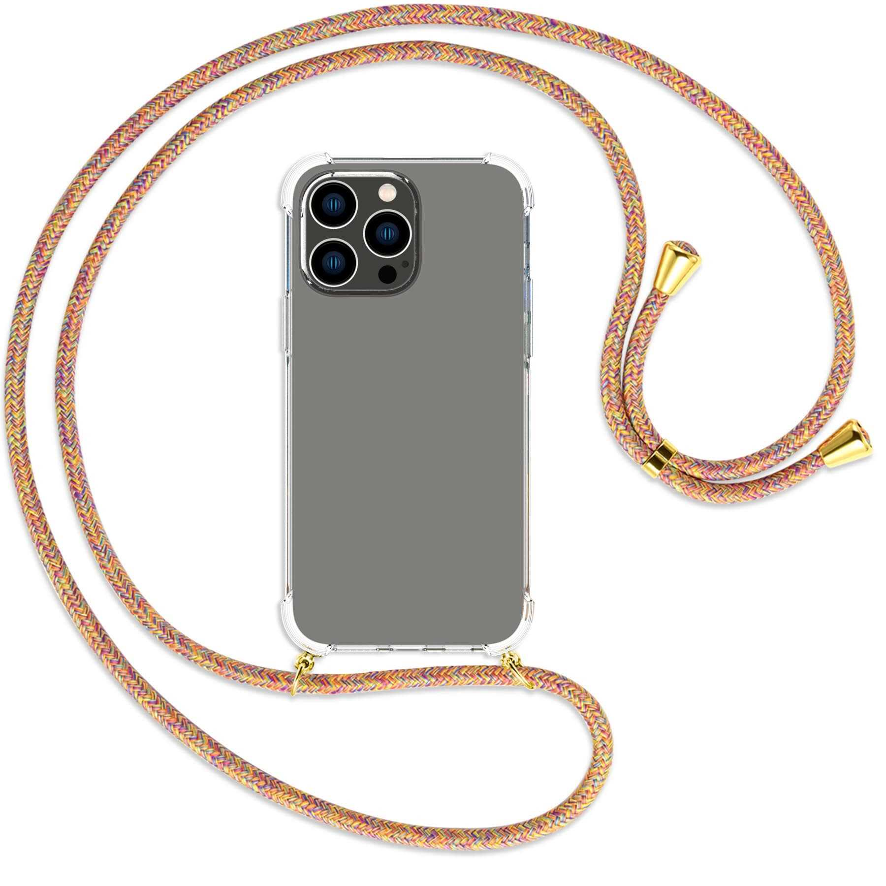 Umhänge-Hülle gold MTB Pro 14 Max, MORE Kordel, Rainbow / ENERGY Backcover, mit iPhone Apple,