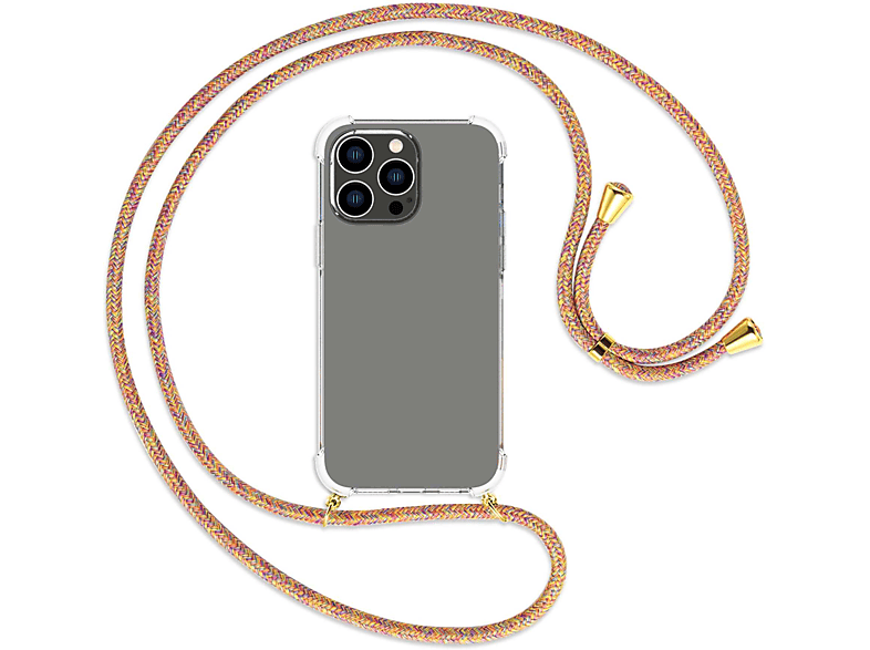 Umhänge-Hülle gold MTB Pro 14 Max, MORE Kordel, Rainbow / ENERGY Backcover, mit iPhone Apple,