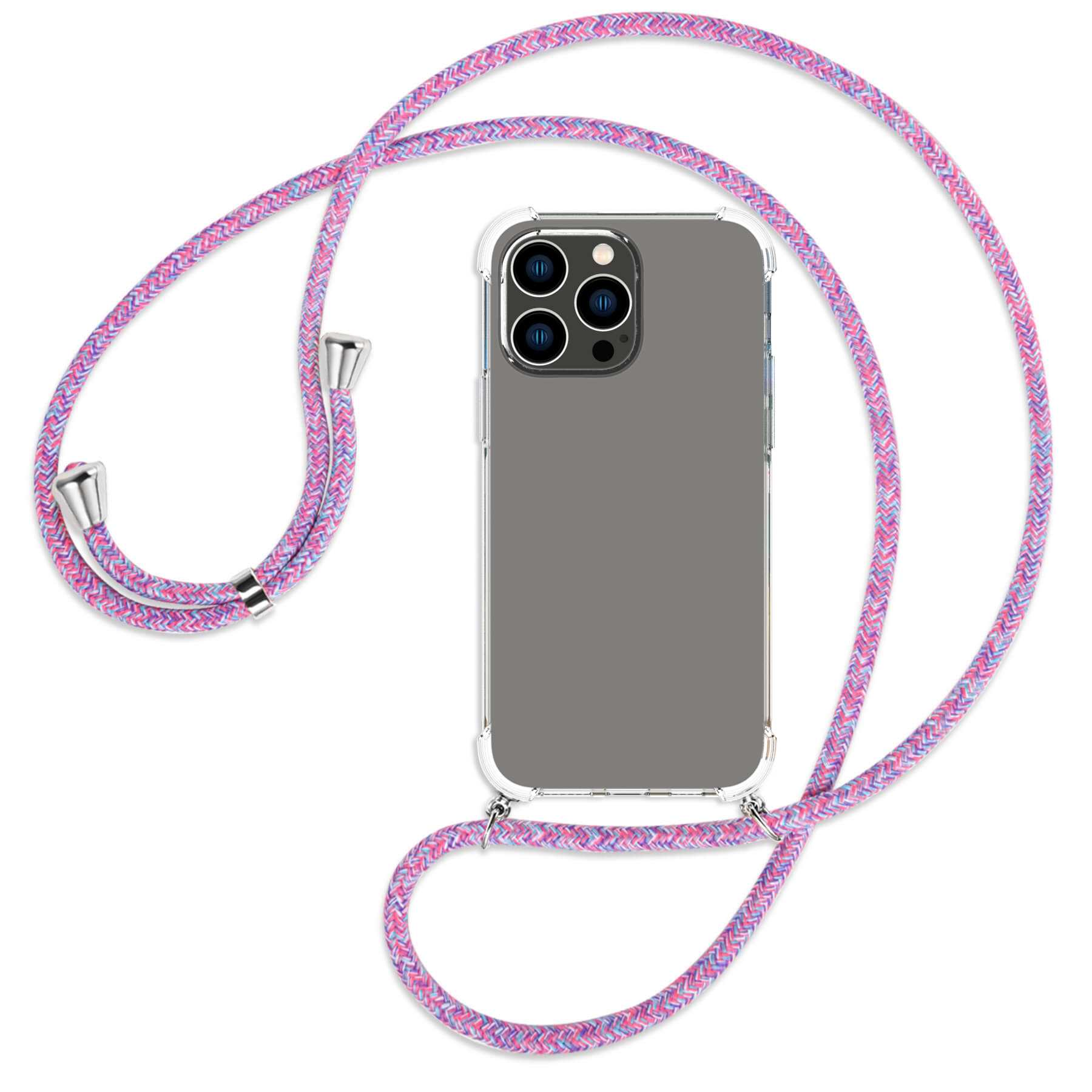 Max, Pro mit / 14 Kordel, MTB MORE Purple Umhänge-Hülle Backcover, silber ENERGY Unicorn Apple, iPhone
