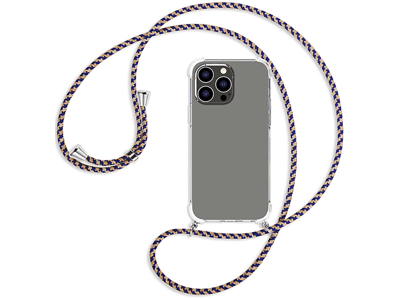 MTB MORE ENERGY Umhänge-Hülle mit Kordel, 14 Apple, iPhone silber / Royal Max, Pro Backcover