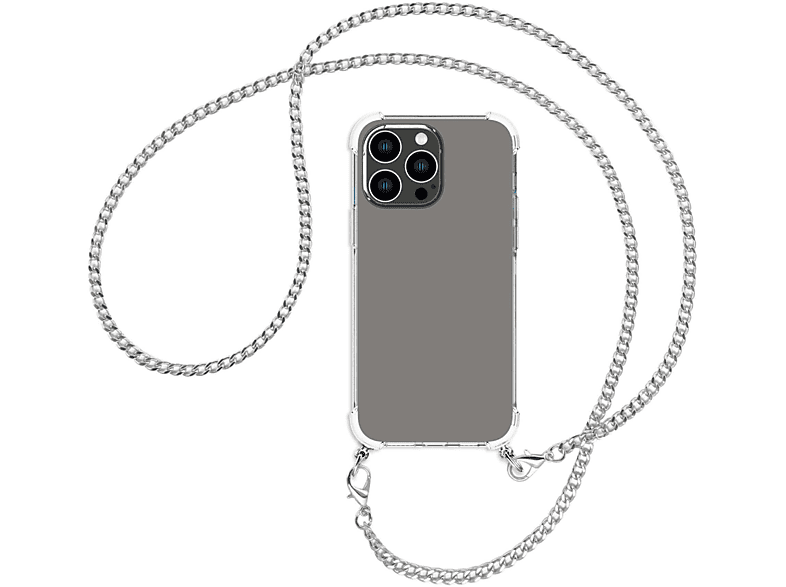 MTB MORE ENERGY Umhänge-Hülle mit Metallkette, Backcover, Apple, iPhone 14 Pro Max, Kette (silber)
