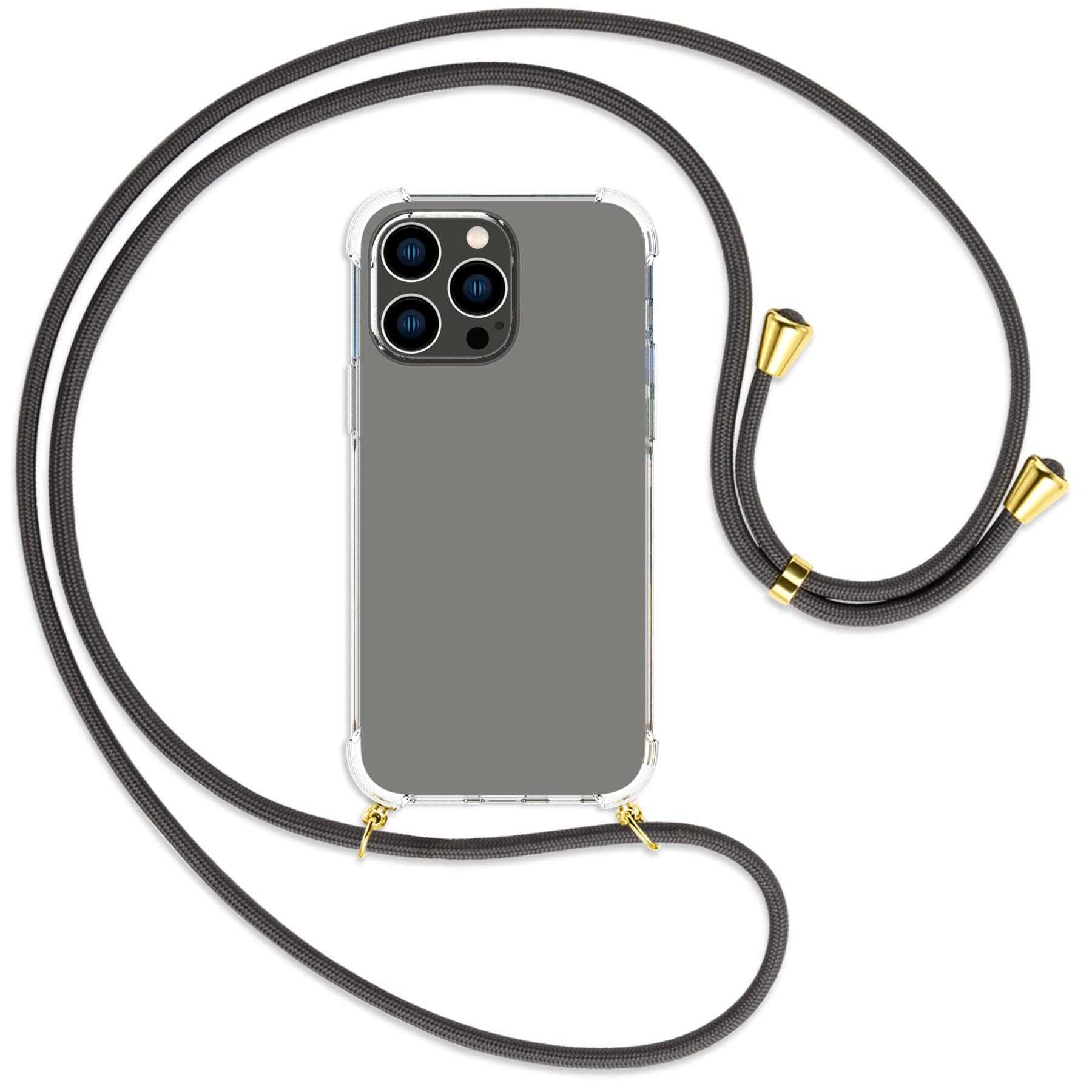 iPhone mit Max, 14 Backcover, MORE Kordel, Umhänge-Hülle / gold Dunkelgrau Apple, ENERGY Pro MTB