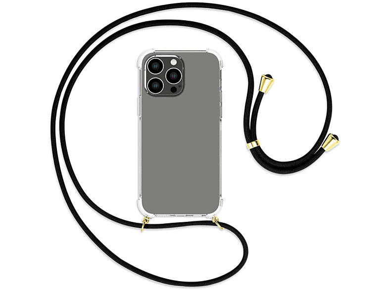 MTB MORE ENERGY Umhänge-Hülle 14 Schwarz iPhone mit Backcover, / Pro Max, Apple, Kordel, gold