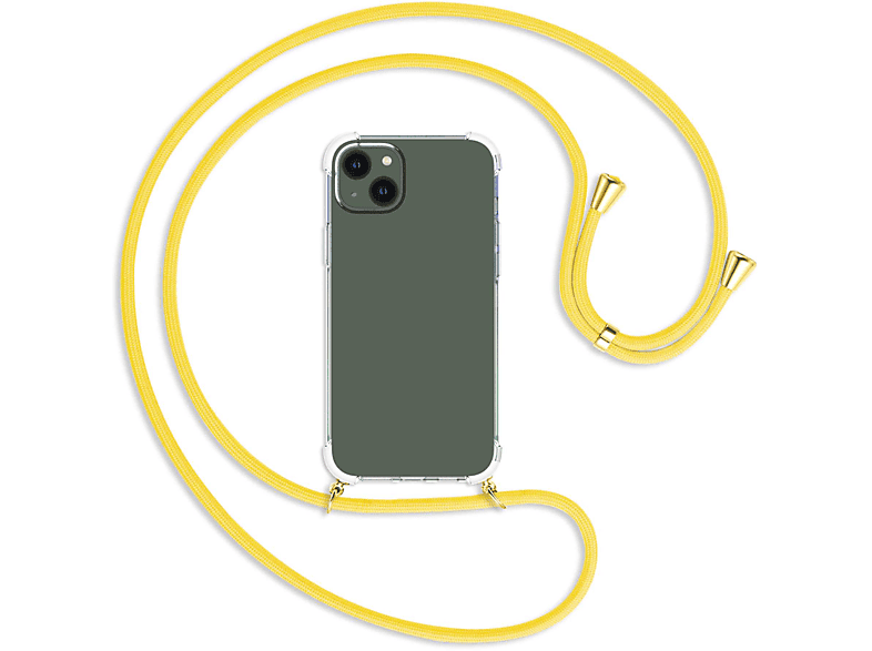 iPhone MORE / Umhänge-Hülle 14 MTB mit ENERGY Plus, Gelb Apple, gold Banana Backcover, Kordel,