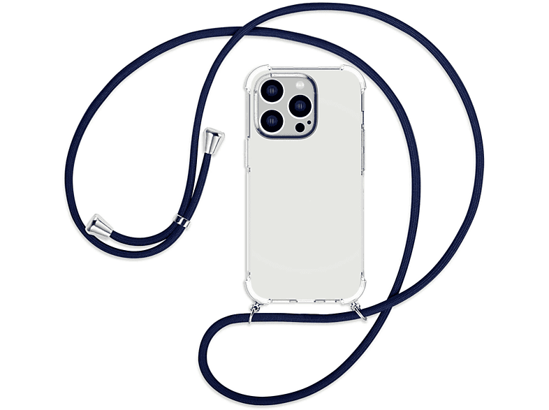 MTB MORE Dunkelblau ENERGY Kordel, mit Pro, silber Backcover, Apple, 14 Umhänge-Hülle iPhone 