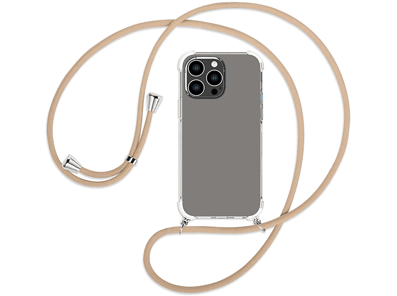 MTB MORE Kordel, Umhänge-Hülle 14 Beige Max, / Apple, Backcover, mit ENERGY Pro iPhone silber