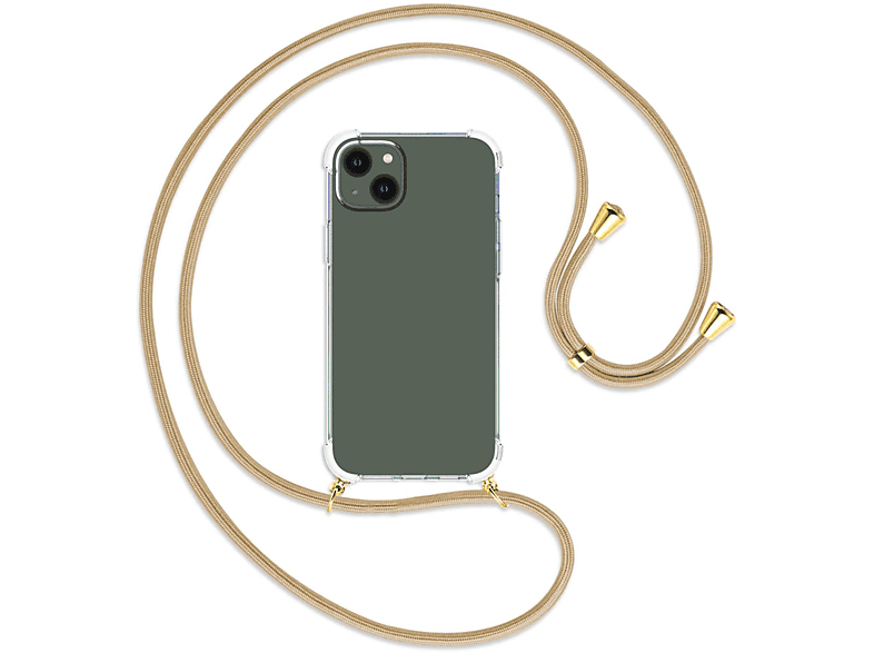 MTB MORE ENERGY Umhänge-Hülle mit gold Apple, iPhone Caramel Plus, / Kordel, 14 Backcover
