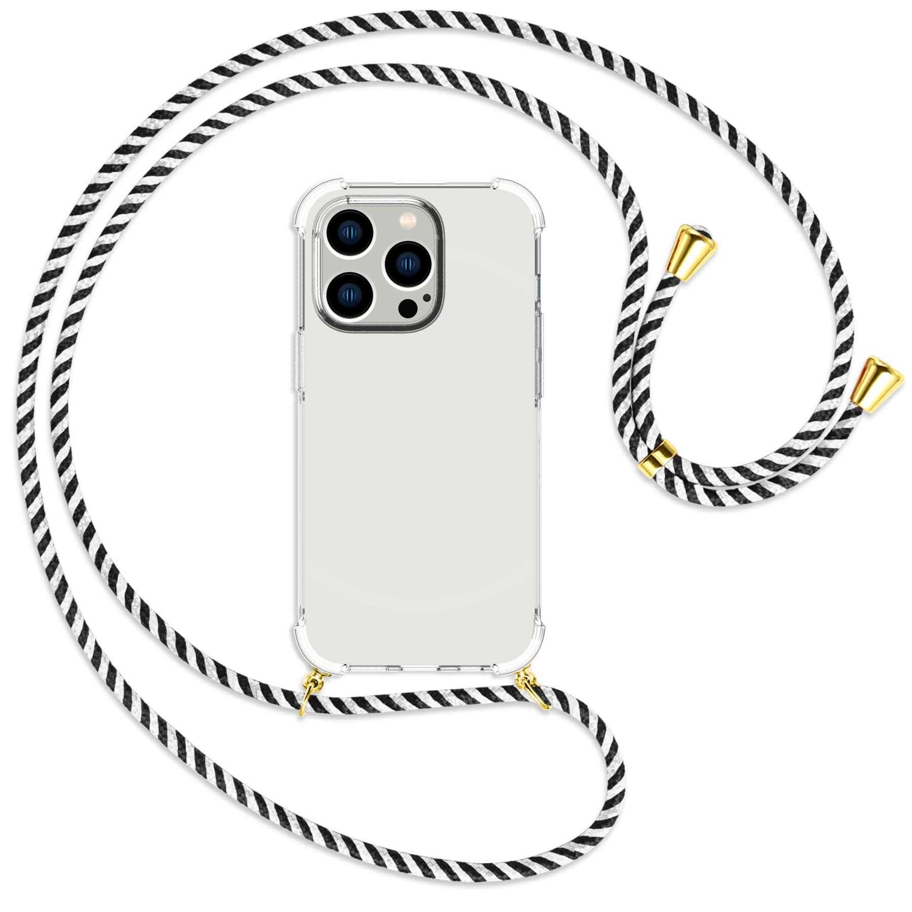 MORE Apple, Pro, MTB Black gold Kordel, mit White & ENERGY / Umhänge-Hülle iPhone Backcover, 14