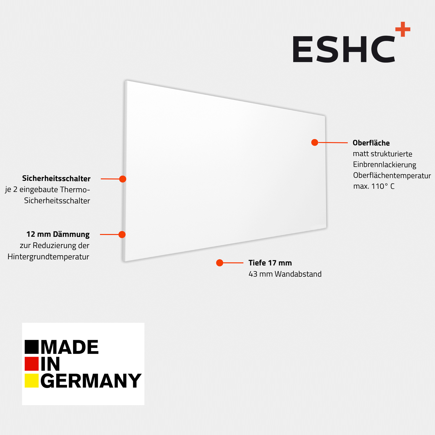 (m) m²) XCOAST Infrarotheizung IR-550W Watt, Raumgröße: (550 10