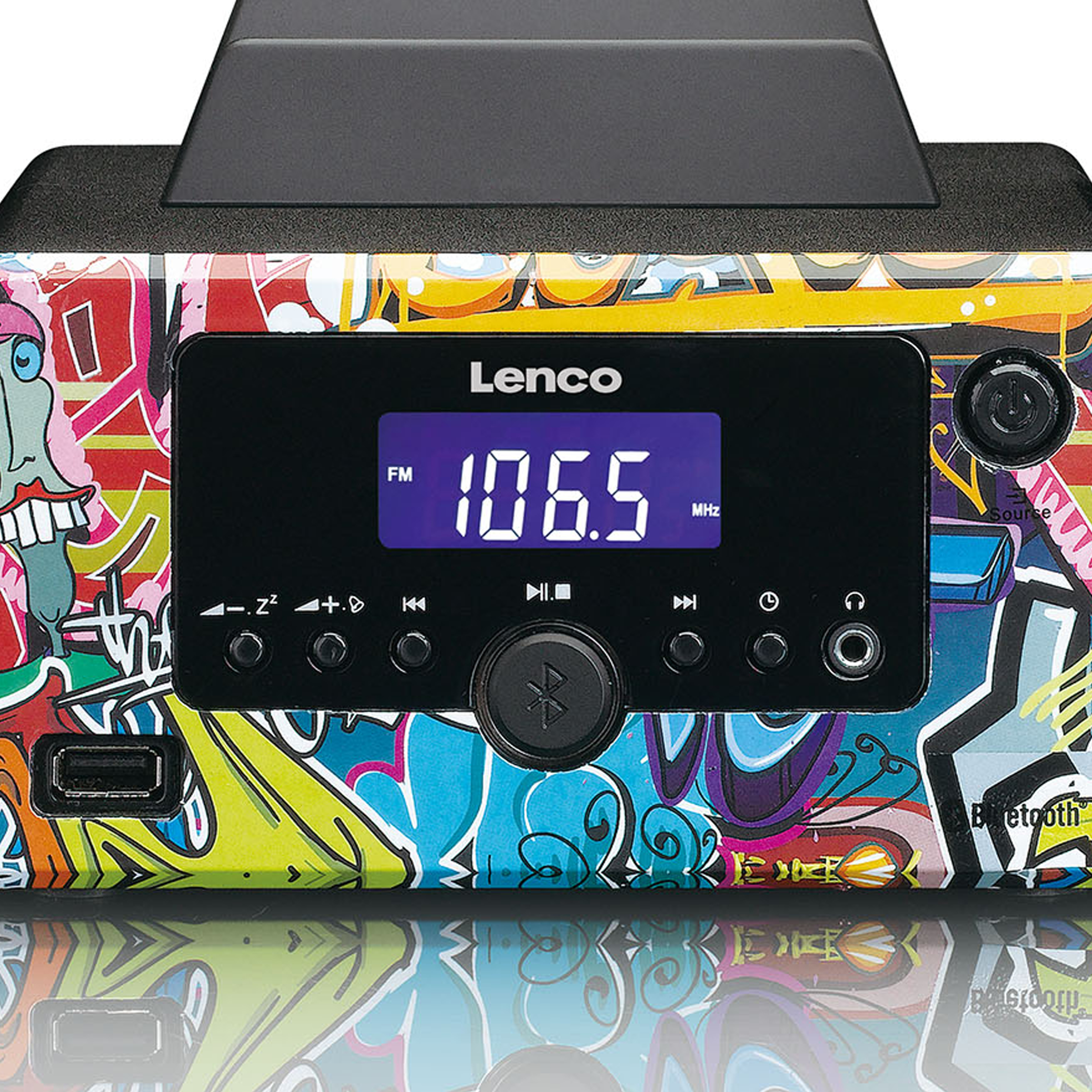 LENCO MC-020 Tags - Mikro Bluetooth®, USB Radio, Stereoanlage - Mehrfarbig und FM, FM, mit AUX-Eingang Radio, Bluetooth