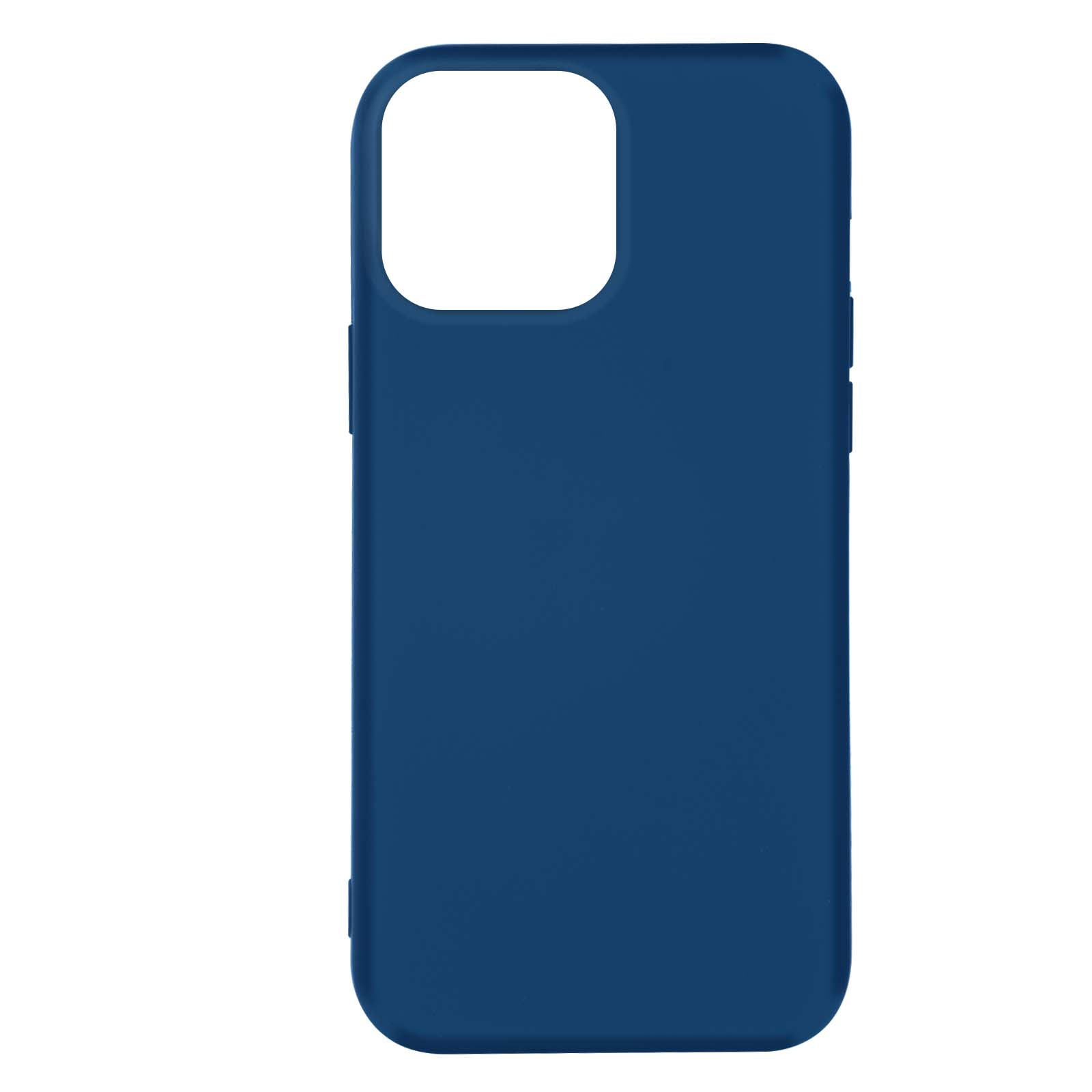 Une coque de téléphone bleu marine. Elle a une ouverture pour l'appareil photo. Fond blanc.