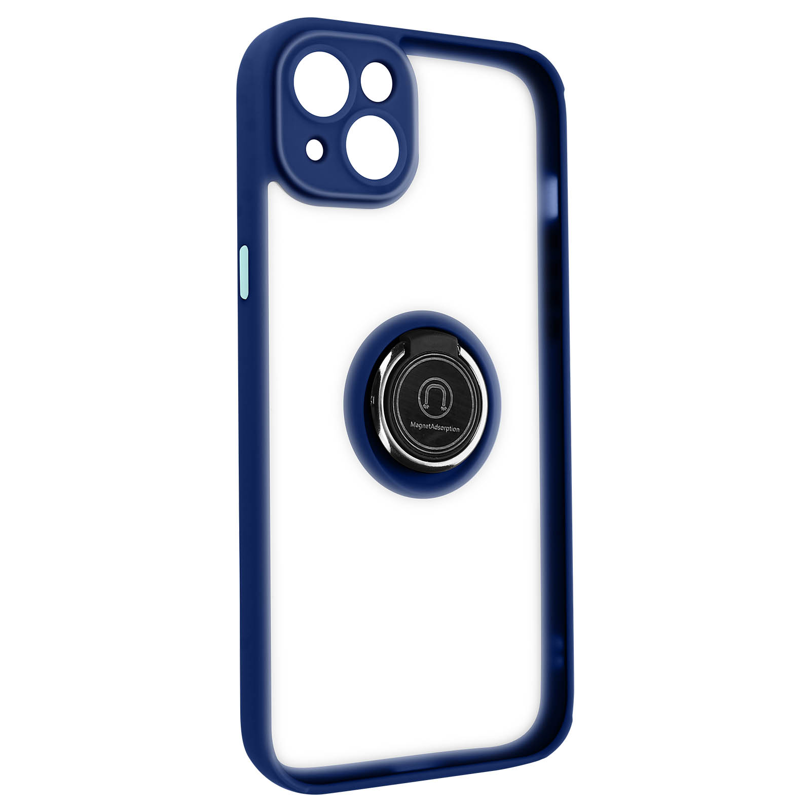 Blauwe telefoonhoes met ringhouder.