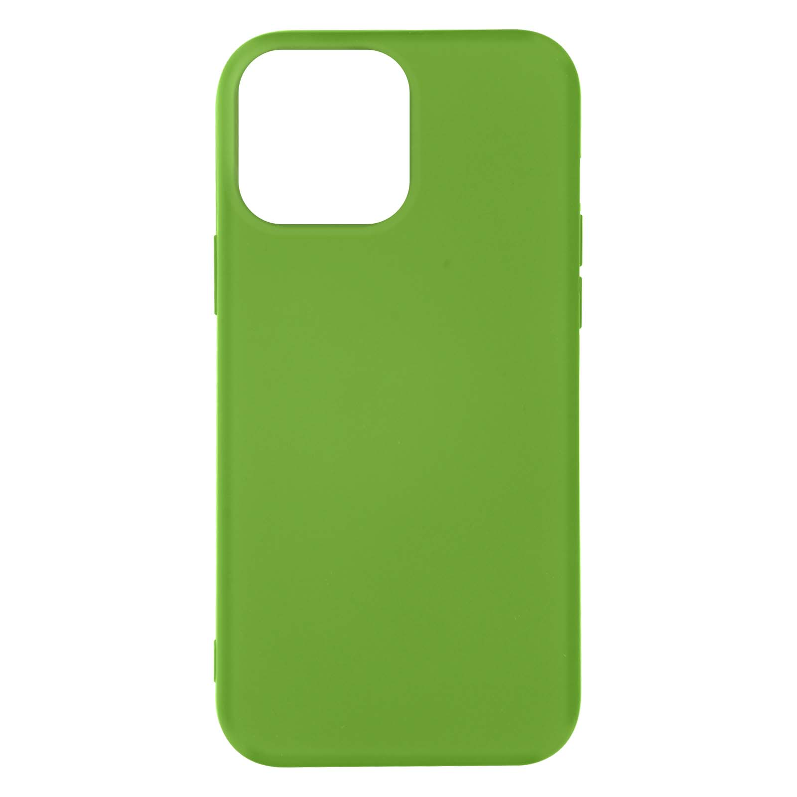 Coque de téléphone verte avec une découpe pour la caméra. La coque est verte unie.
