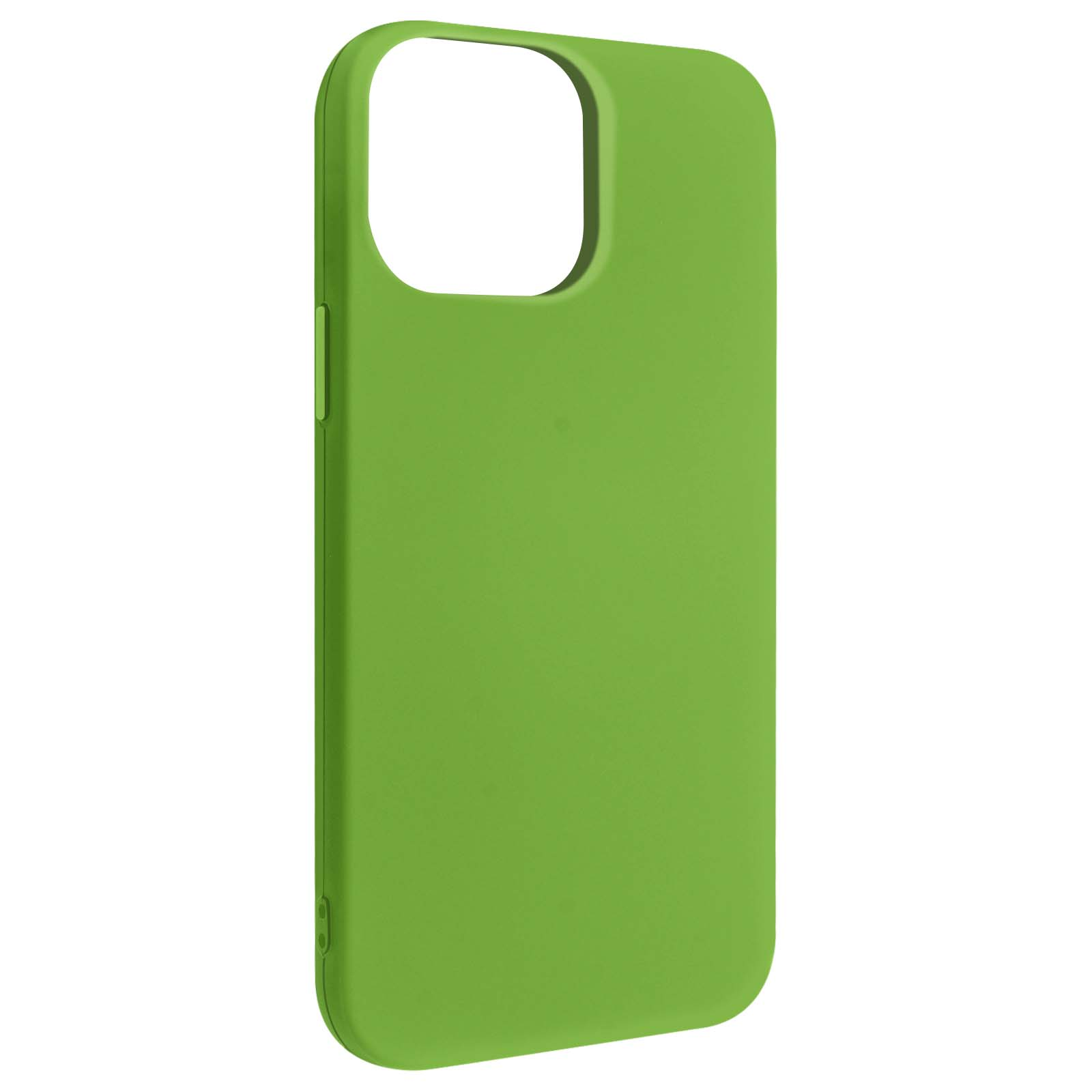 Une coque de téléphone vert citron. Elle a une découpe pour la caméra et les boutons.