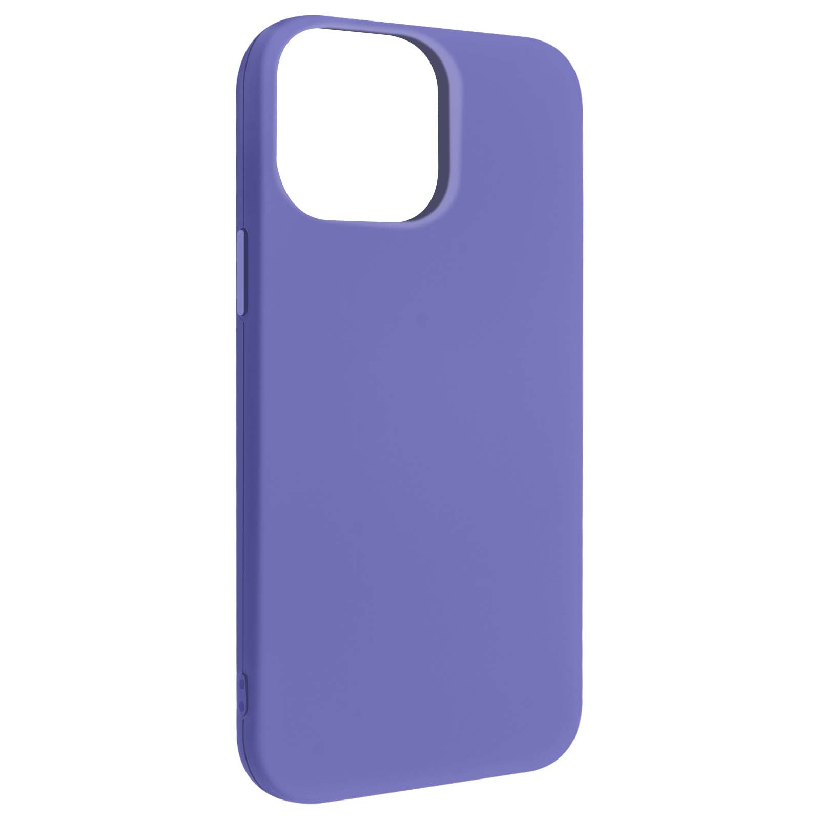 Une coque de téléphone violette unie. Découpe de caméra et trous pour boutons visibles. Design simple et élégant.