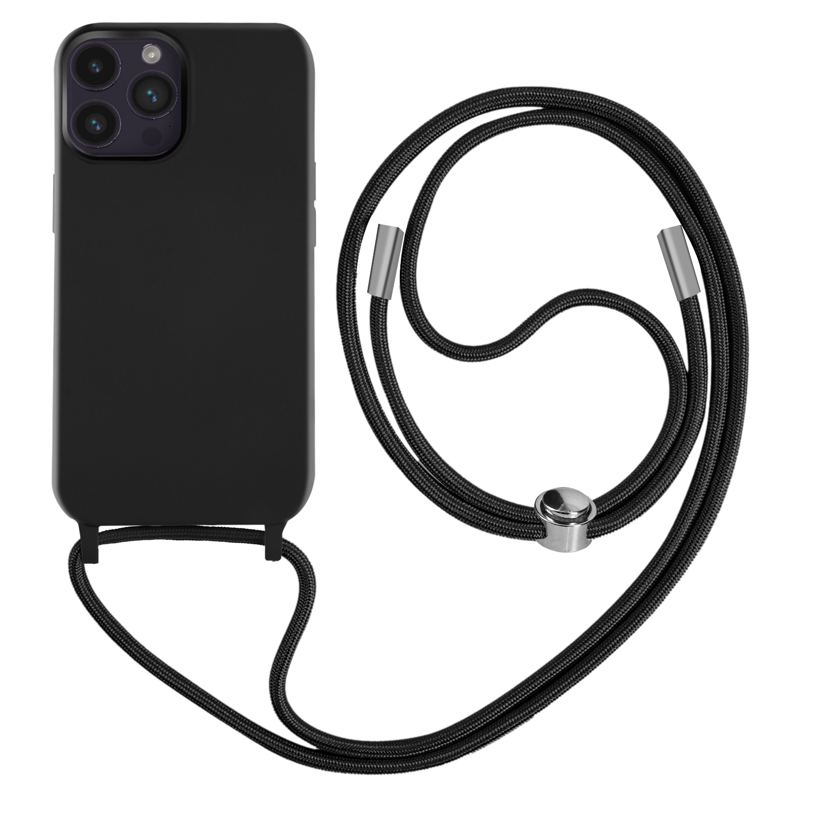 Téléphone noir avec un cordon noir.