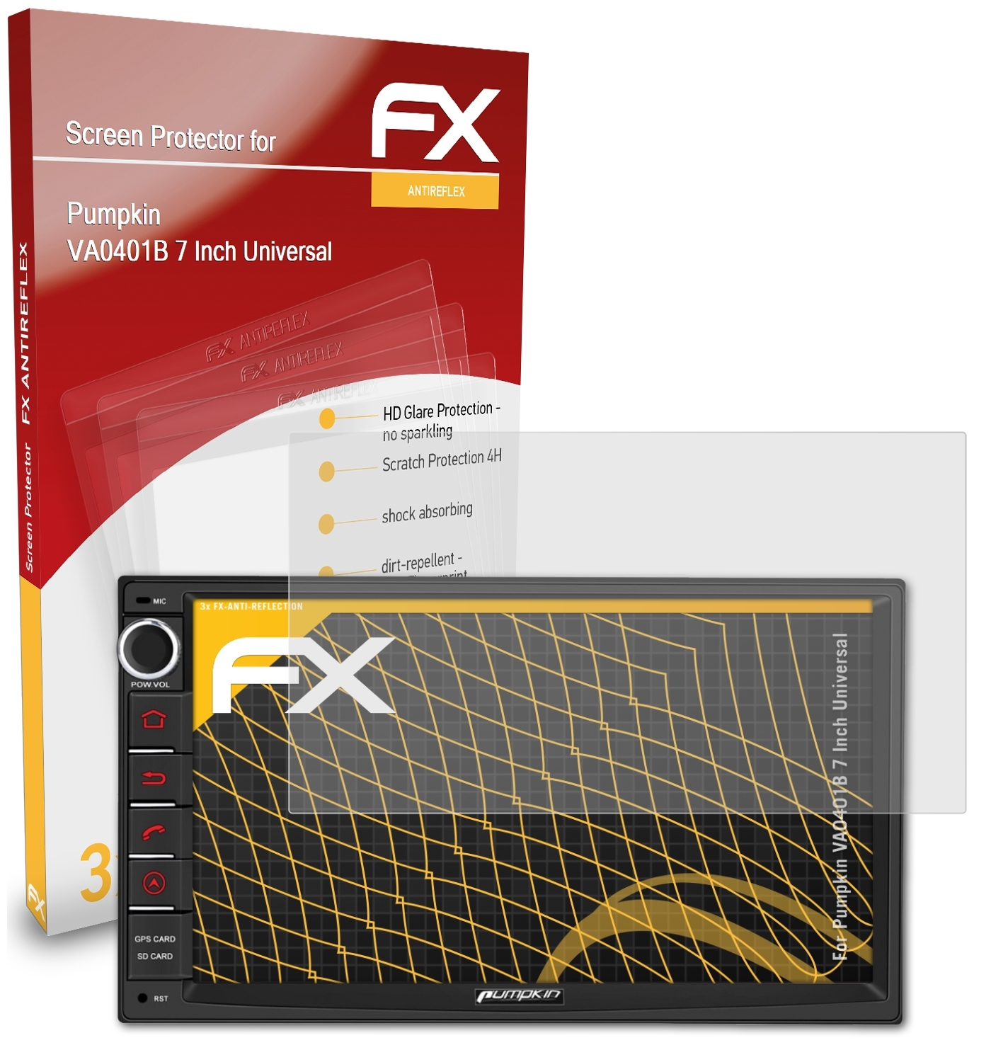 ATFOLIX 3x FX-Antireflex Displayschutz(für Pumpkin (Universal)) Inch 7 VA0401B