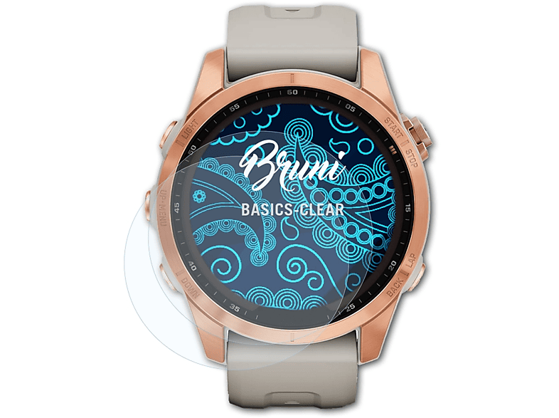BRUNI 2x Basics-Clear Schutzfolie(für Garmin Fenix 7S (42mm)) | Smartwatch Schutzfolien & Gläser