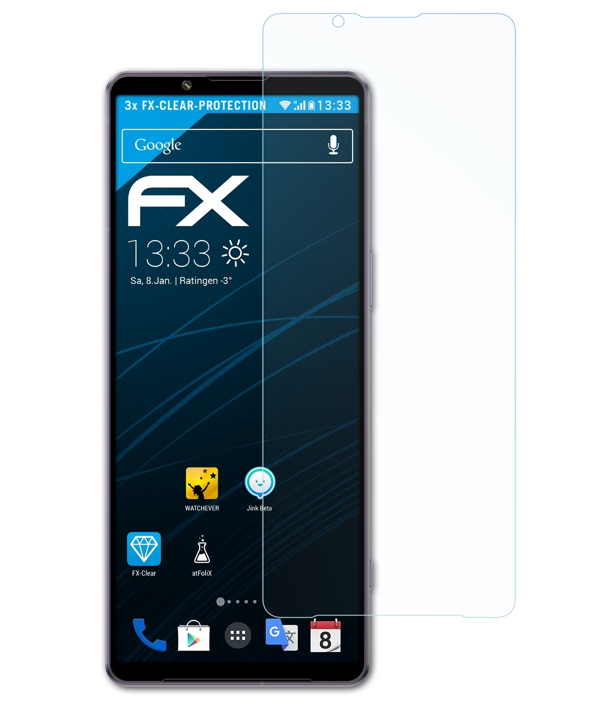 FX-Clear Displayschutz(für Sony 1 Xperia IV) ATFOLIX 3x