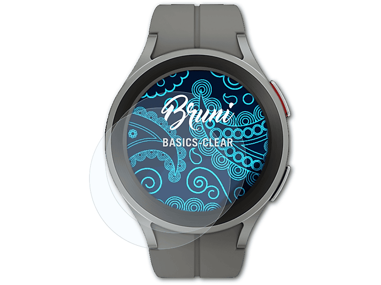 BRUNI 2x Basics-Clear Schutzfolie(für Samsung Galaxy Watch5 Pro (45mm))