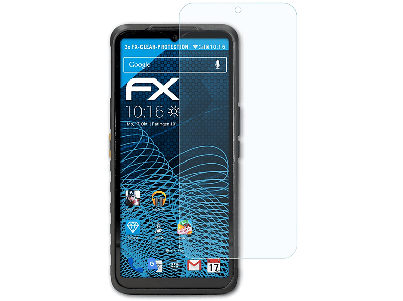 ATFOLIX 3x FX-Clear Displayschutz(für Caterpillar CAT S53)